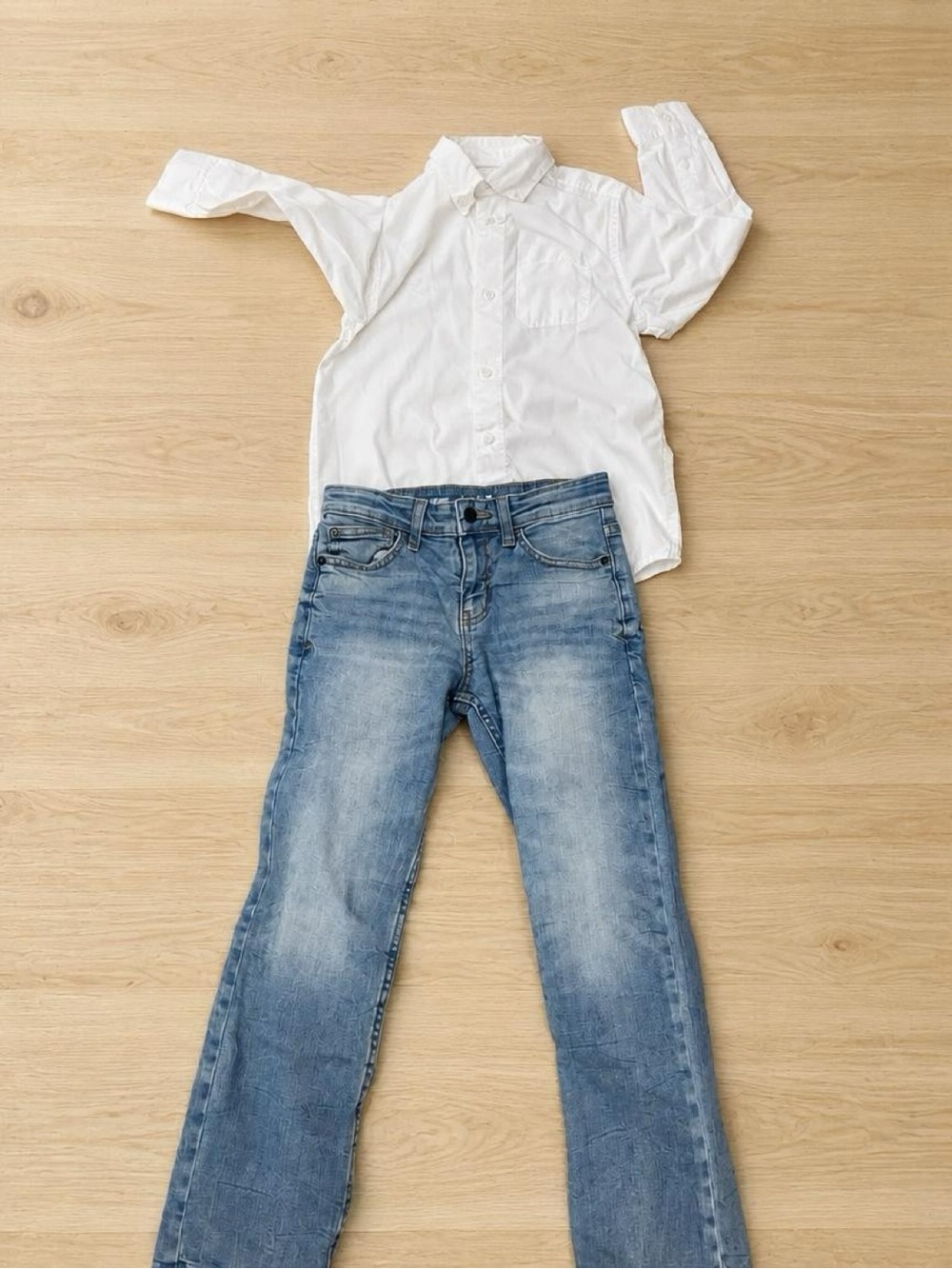 Kids button down shirt &Light Blue Straight Jeans